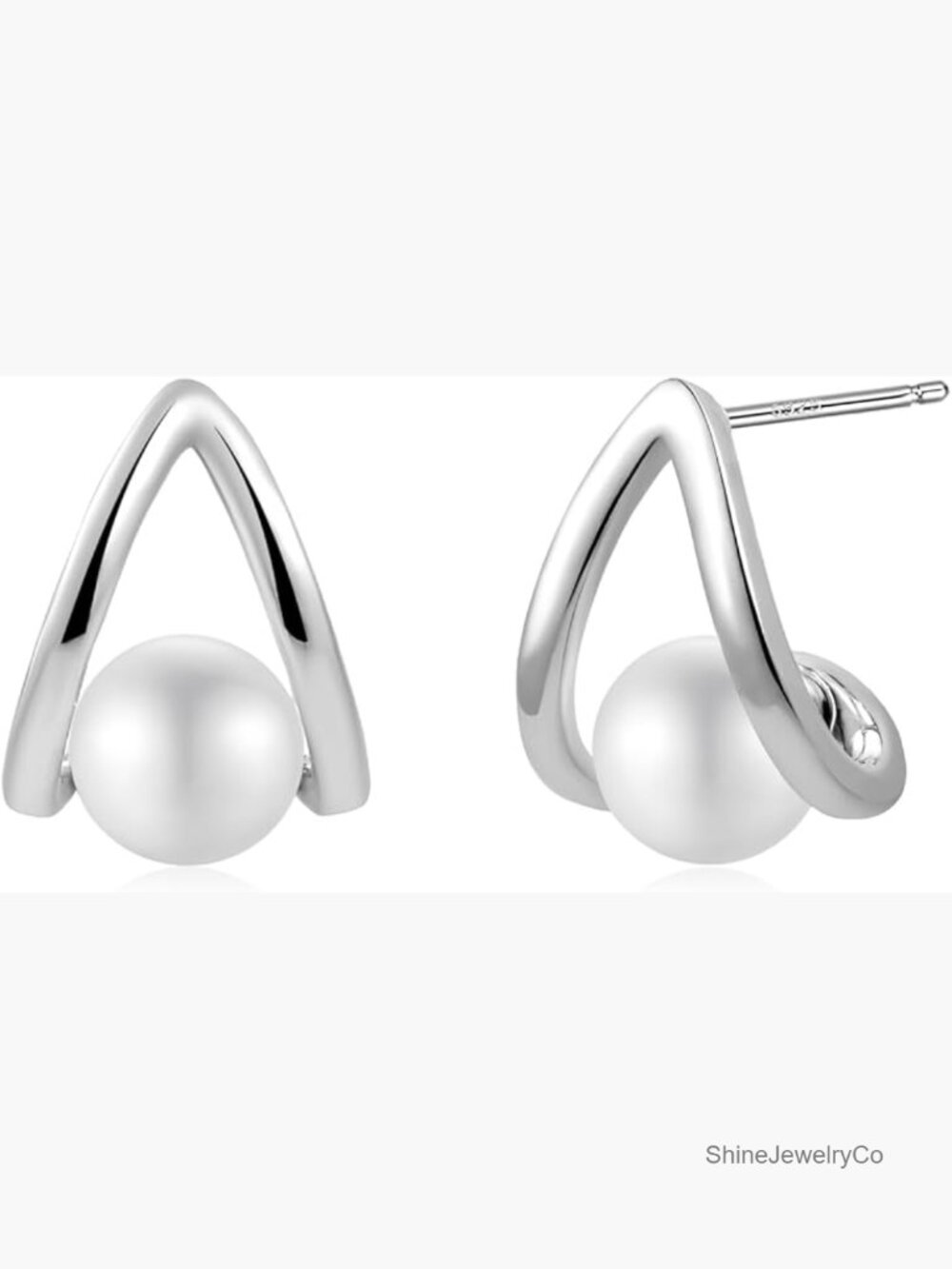 925 Sterling Silver Teardrop Pearl Stud Earrings Hypoallergenic Minimalist